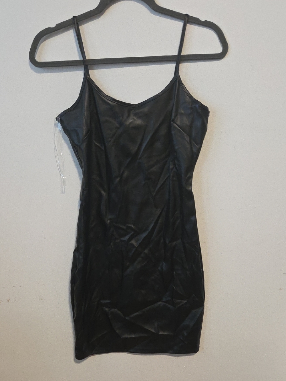 Black Faux Leather Slip Dress